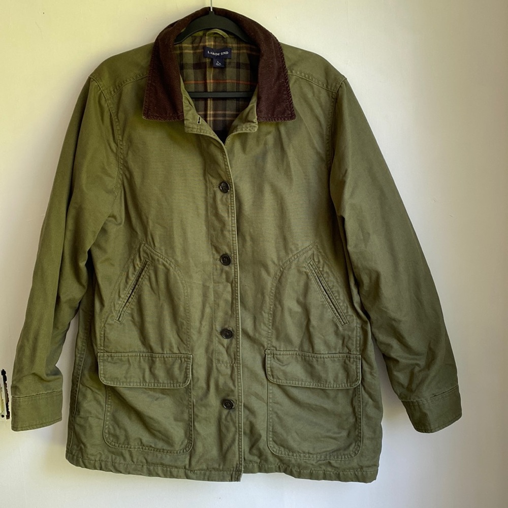 Vintage Land’s End army green Field jacket Women’s Size Large
